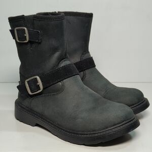 UGG Kinzey Black Nubuck moto ankle boots little kids unisex size 13 EU 31